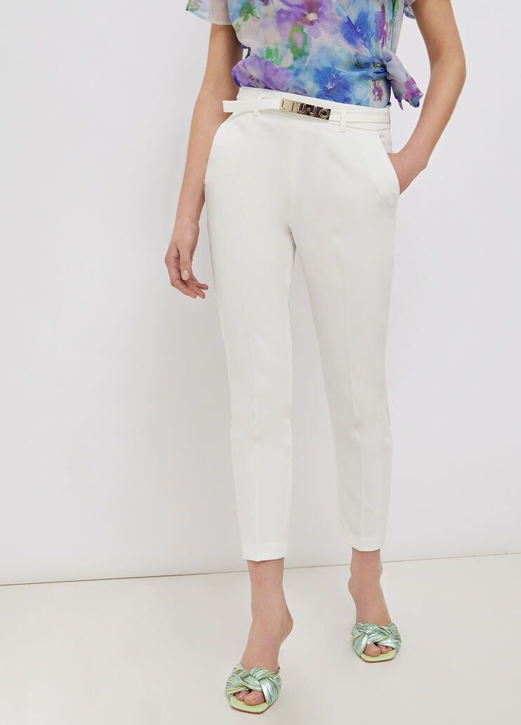 Chinos with belt white wool Liu Jo - large image number 0 Chinos with belt white wool Liu Jo - large image number 0
