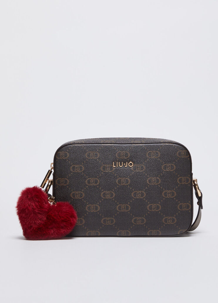 Crossbody bag with logo and charm colour mocha | Liu Jo