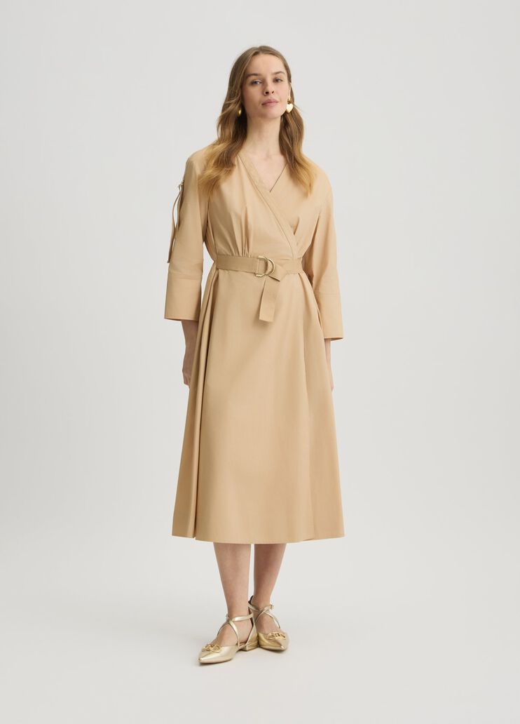 Cotton dress with belt beige Liu Jo - medium Cotton dress with belt beige Liu Jo - medium