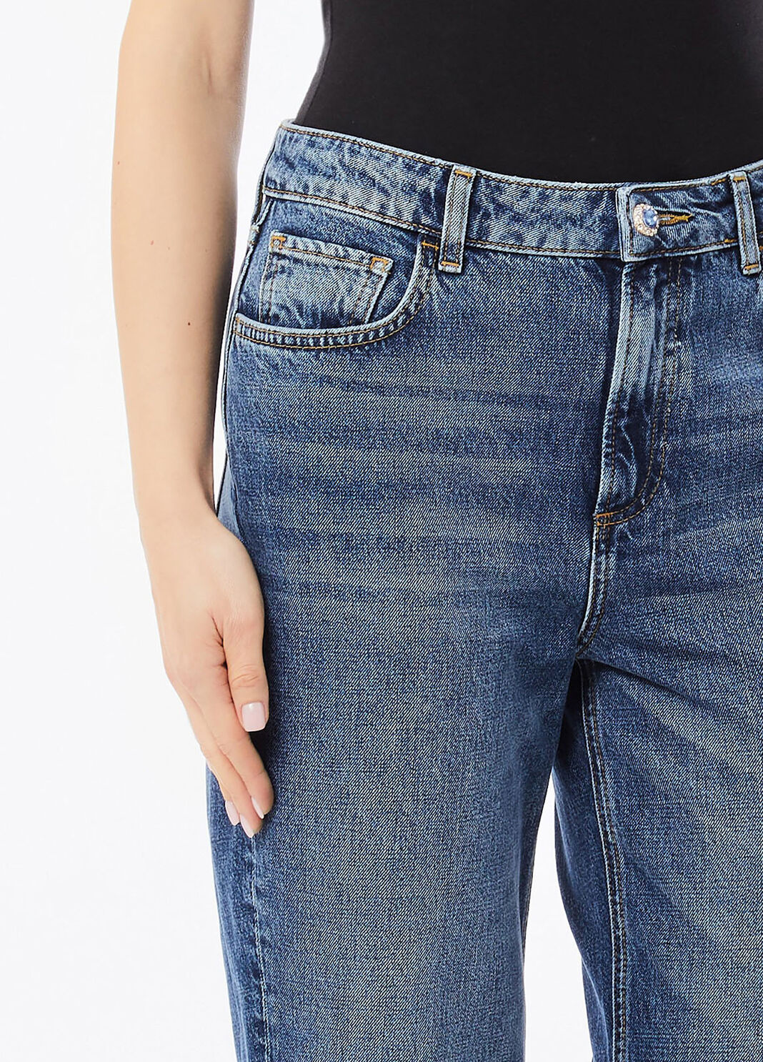 Straight-Jeans mit hohem Bund Denimblau Liu Jo - large image number 2