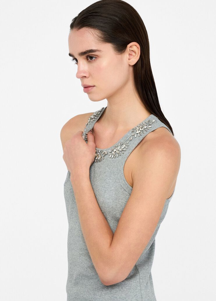 Top with bejewelled appliqués grey Liu Jo - large image number 3