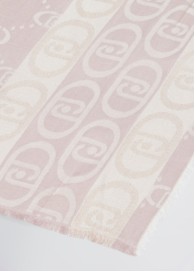 Peach jacquard monogram stole peach Liu Jo - large image number 4 Peach jacquard monogram stole peach Liu Jo - large image number 4