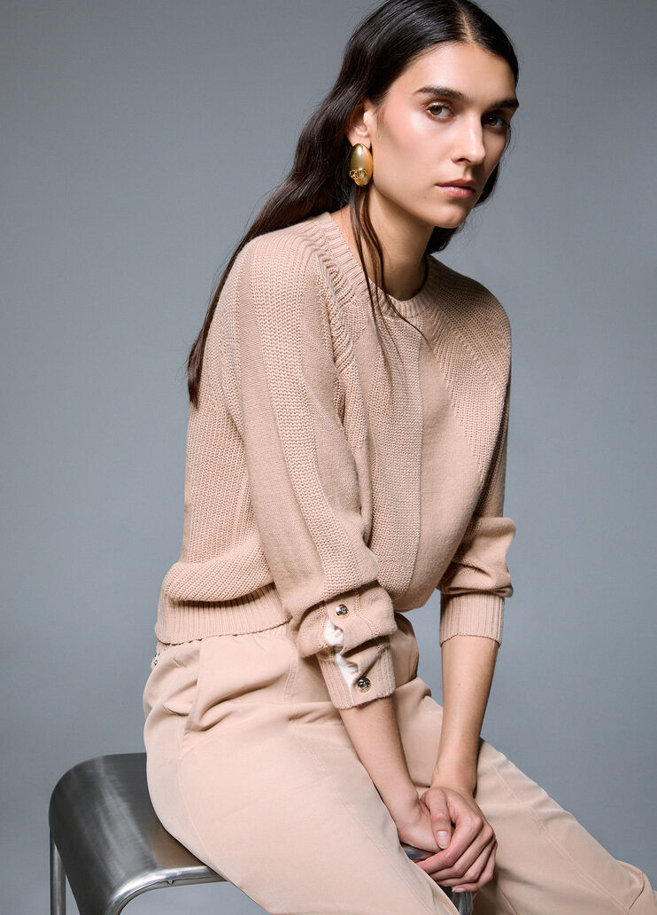 Wool-blend sweater with buttons beige Liu Jo - medium