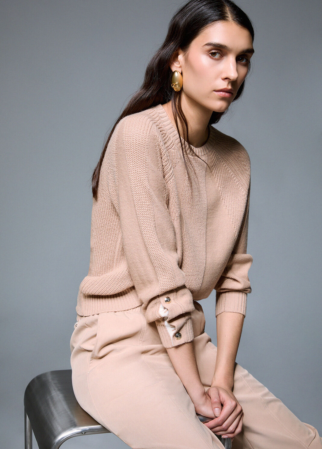 Wool-blend sweater with buttons beige Liu Jo - large image number 3