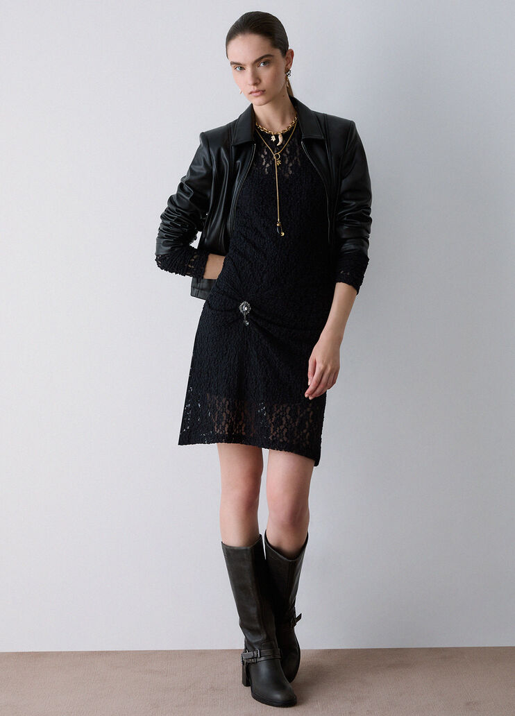 Abito corto in pizzo nero Liu Jo - medium