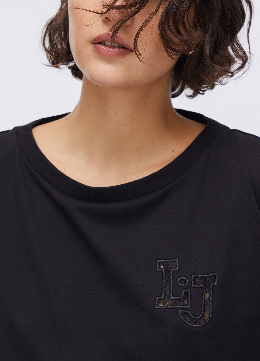 Sweatshirt with lace inserts black Liu Jo - large image number 4