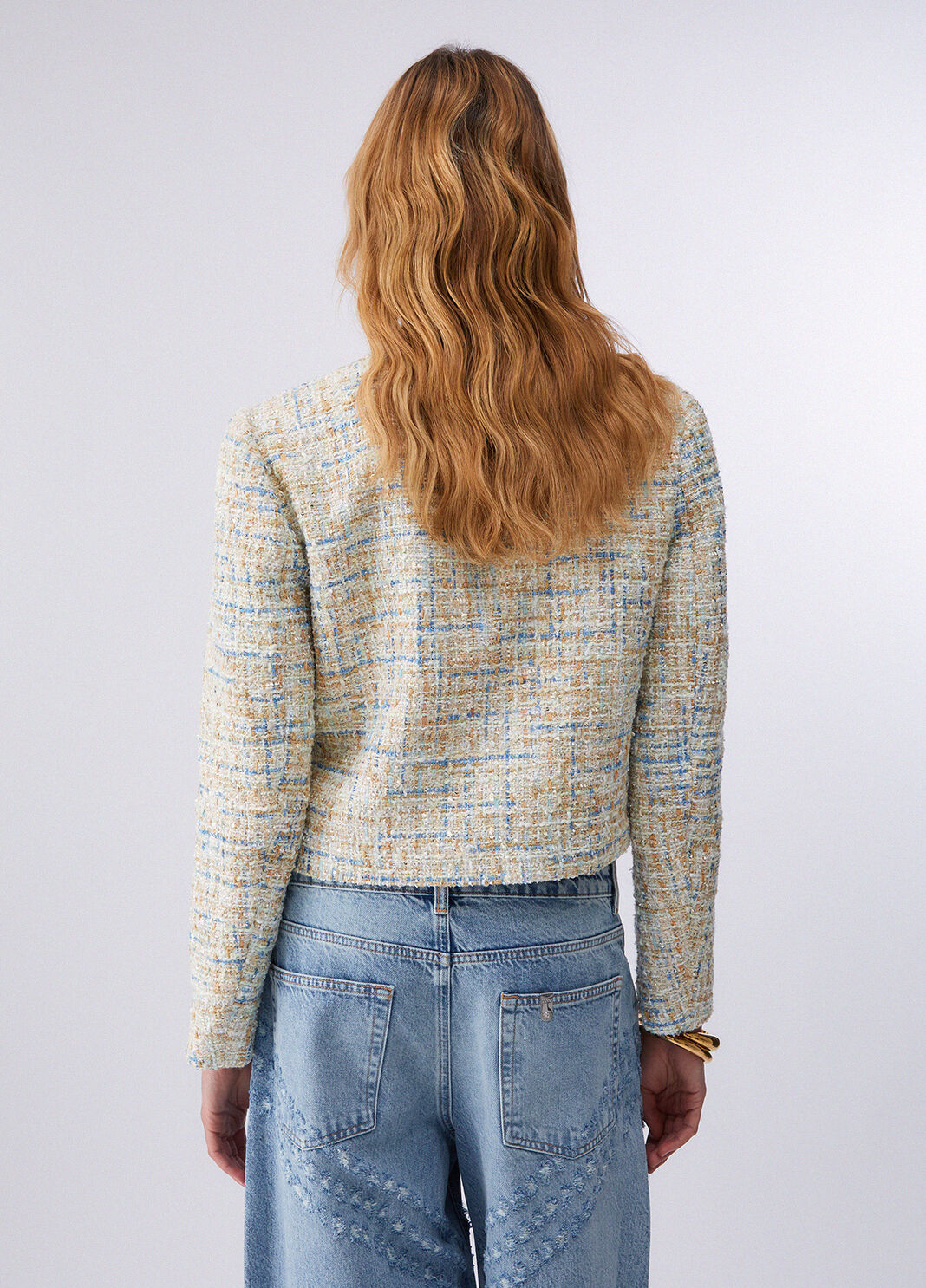 Boucl&eacute; jacket with denim details dark blue denim Liu Jo - large image number 1