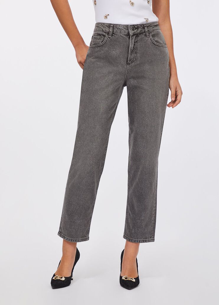 Straight-Jeans mit hoher Taille Grau mit Nadelstreifen Liu Jo - medium