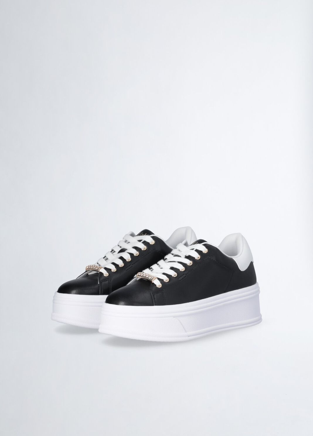 Sneakers &agrave; plateforme en cuir noir Liu Jo - large image number 9