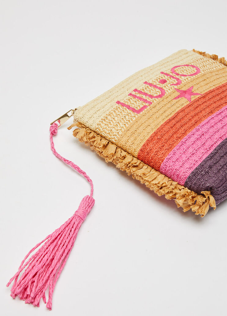 Pochette da mare con frange avorio/terra/fuxia Liu Jo - large image number 4 Pochette da mare con frange avorio/terra/fuxia Liu Jo - large image number 4
