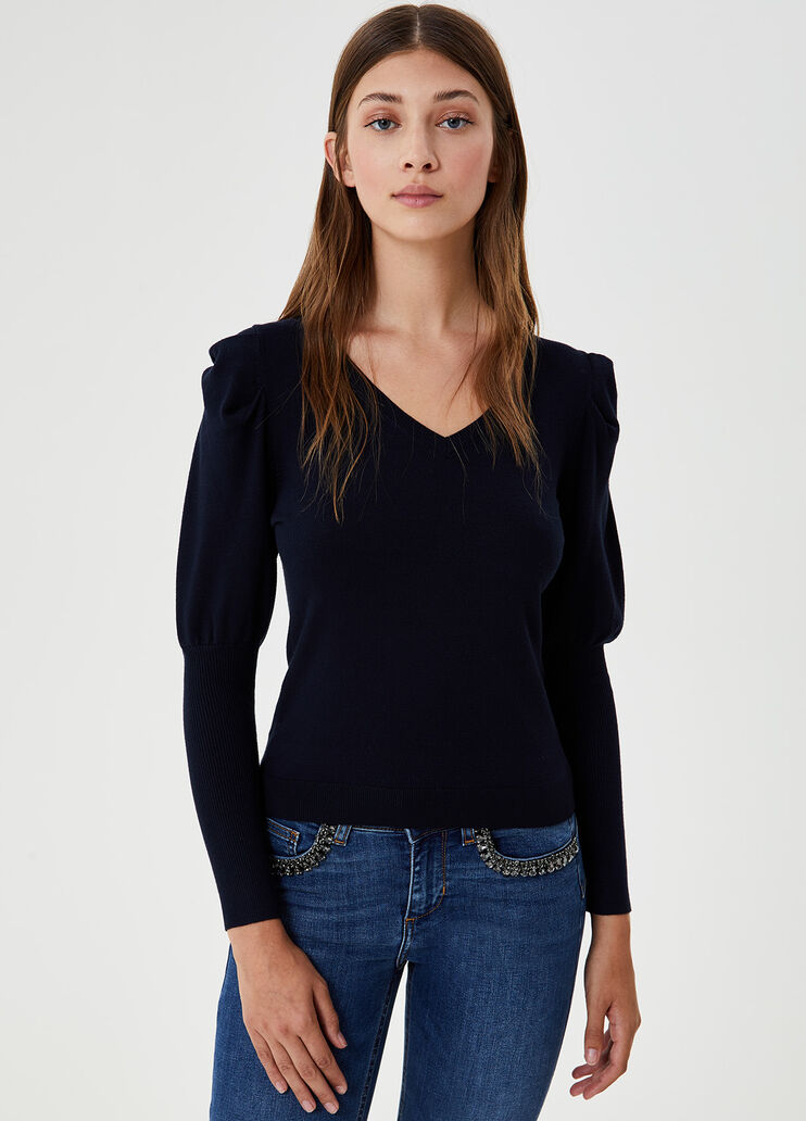 Jumper with puff sleeves Dark blue Liu Jo - large image number 0