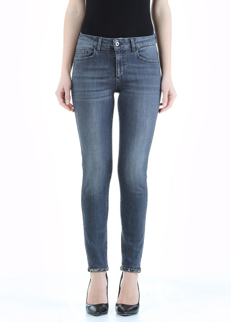 Jean skinny écoconçu avec strass denim gris Liu Jo - large image number 0
