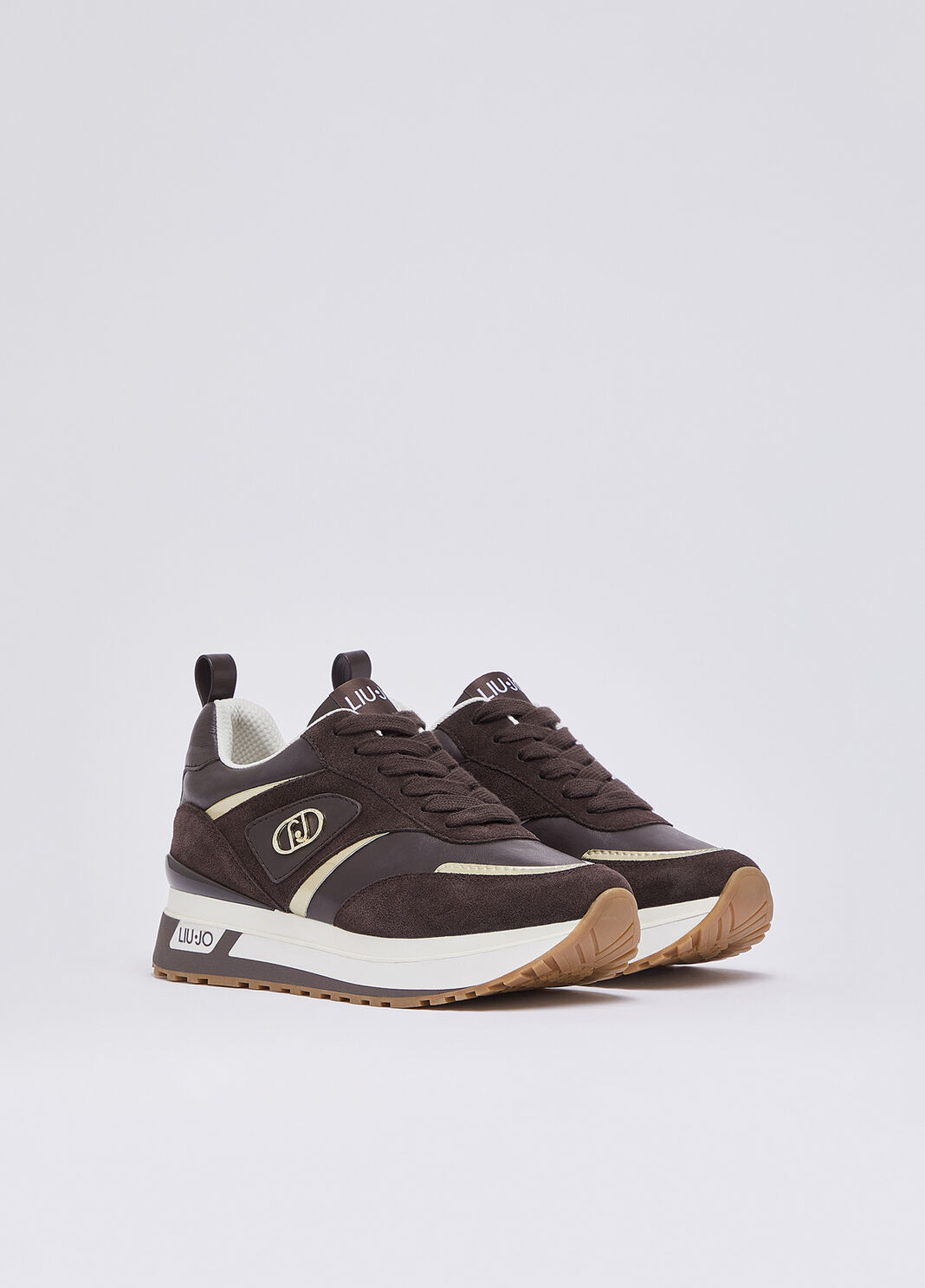 Platform sneakers in suede and leather mocha Liu Jo - large image number 1