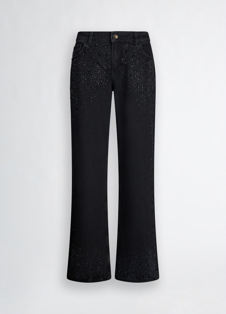 Baggy jeans with rhinestones black denim Liu Jo - large image number 6 Baggy jeans with rhinestones black denim Liu Jo - large image number 6