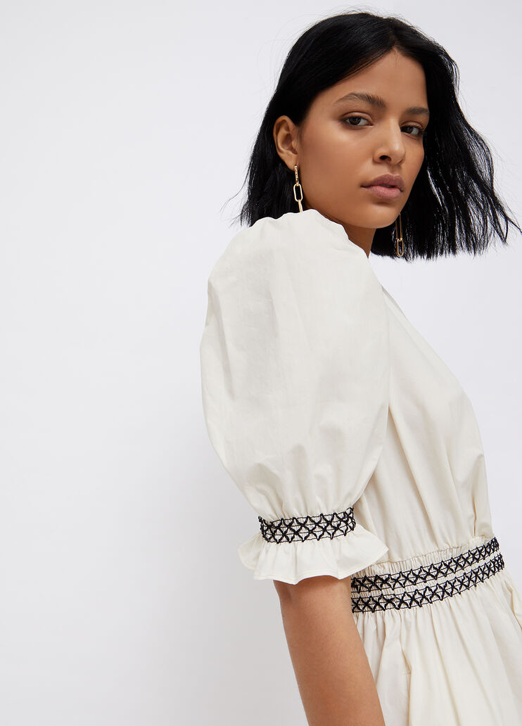 Kurzes Kleid aus Popeline Elfenbein/Schwarz Liu Jo - large image number 4