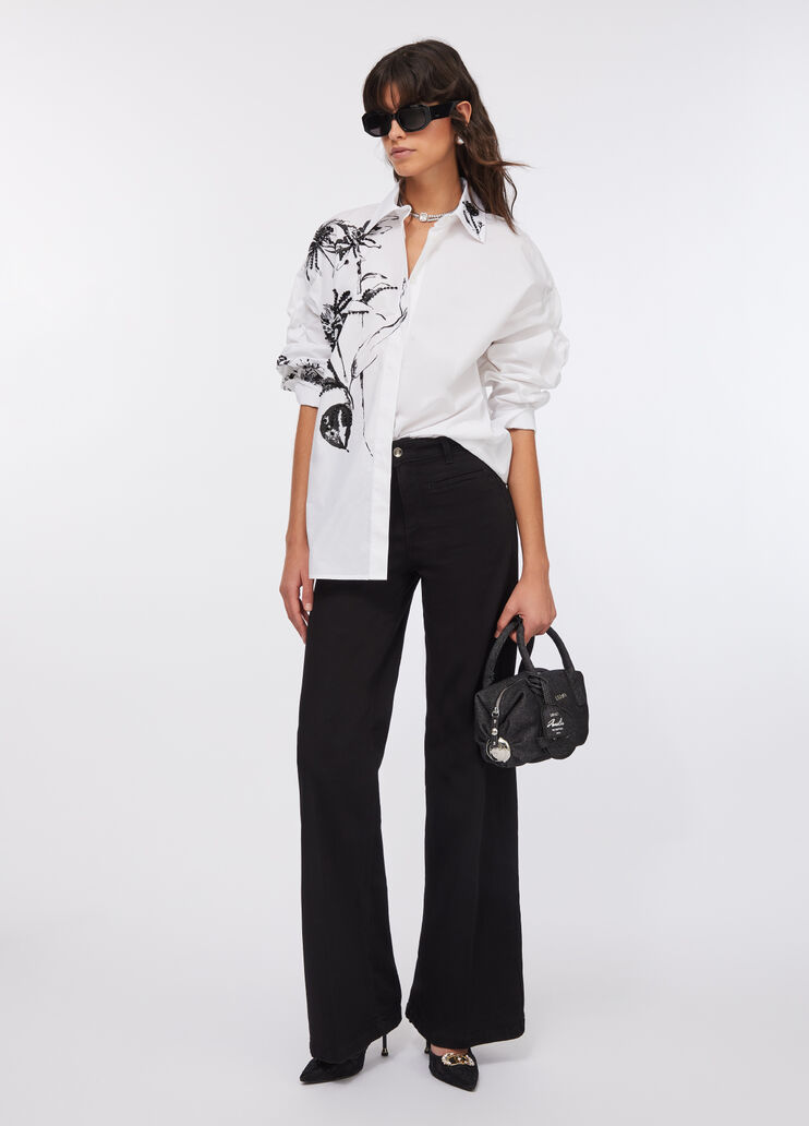 Oversized poplin shirt with print white Liu Jo - large image number 5