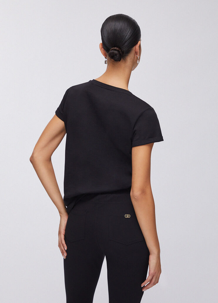 T-Shirt mit Farbverlaufsmotiv aus Strass schwarz Liu Jo - large image number 1