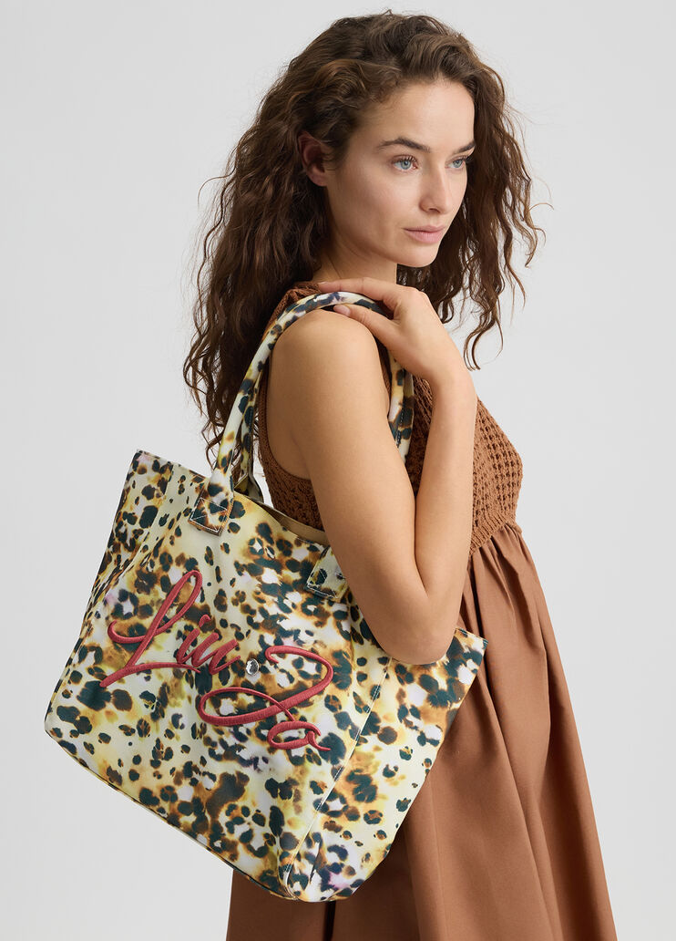 Gro&szlig;e Tote Bag aus bedrucktem Stoff Rotes Animal-Muster Liu Jo - medium