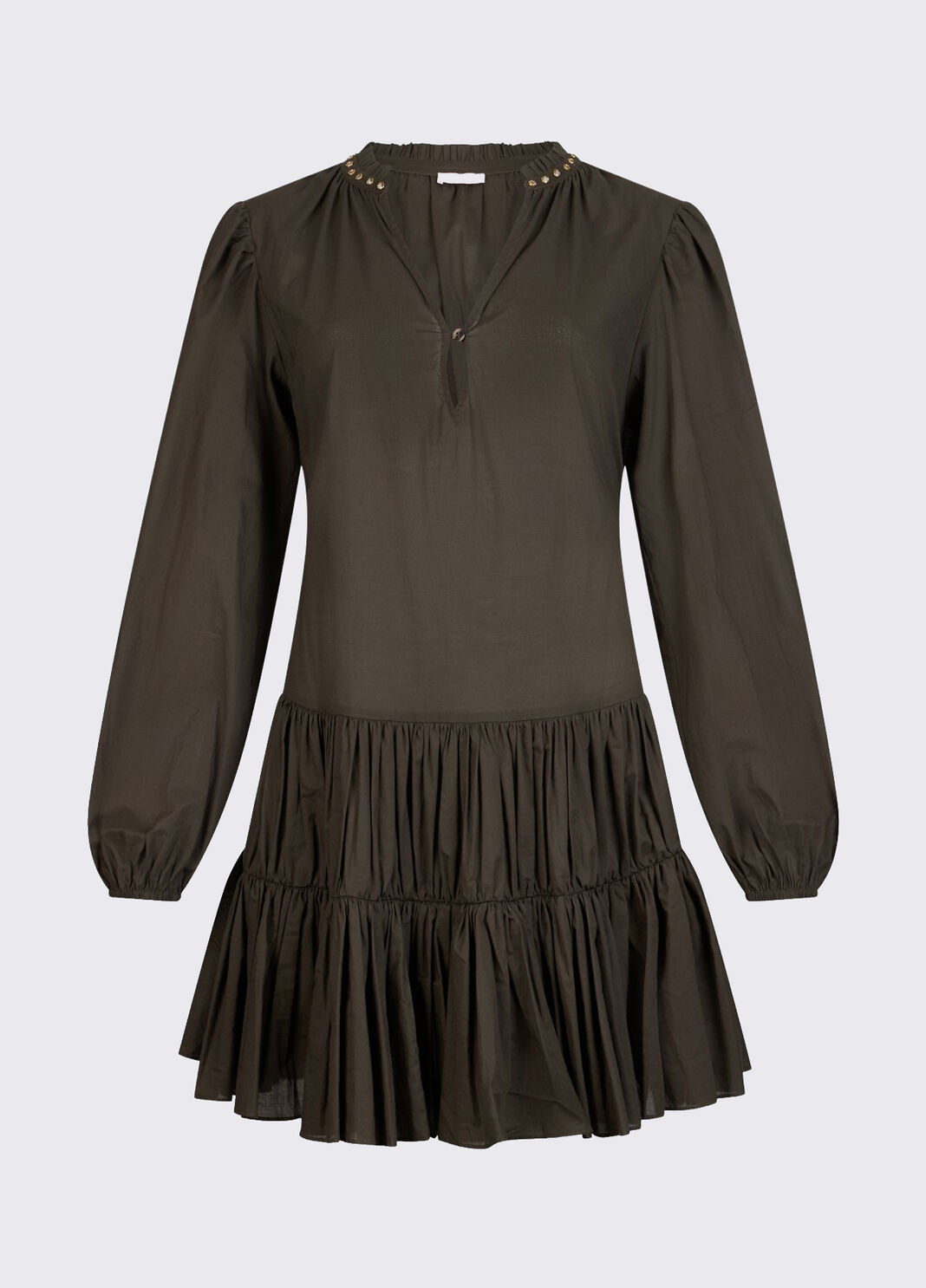 Short muslin dress olive green Liu Jo - large image number 6