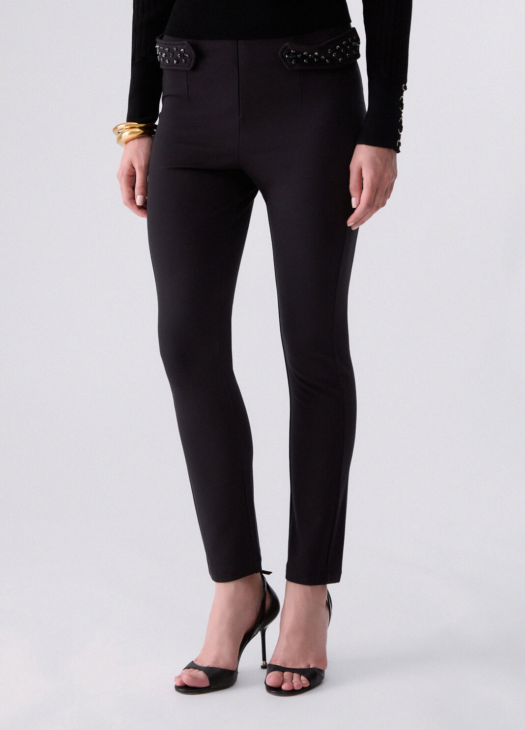 Slim trousers fit with appliqu&eacute;s black Liu Jo - large image number 0