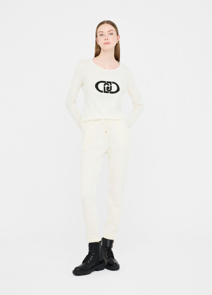 Cotton T-shirt with logo white Liu Jo - large image number 5 Cotton T-shirt with logo white Liu Jo - large image number 5