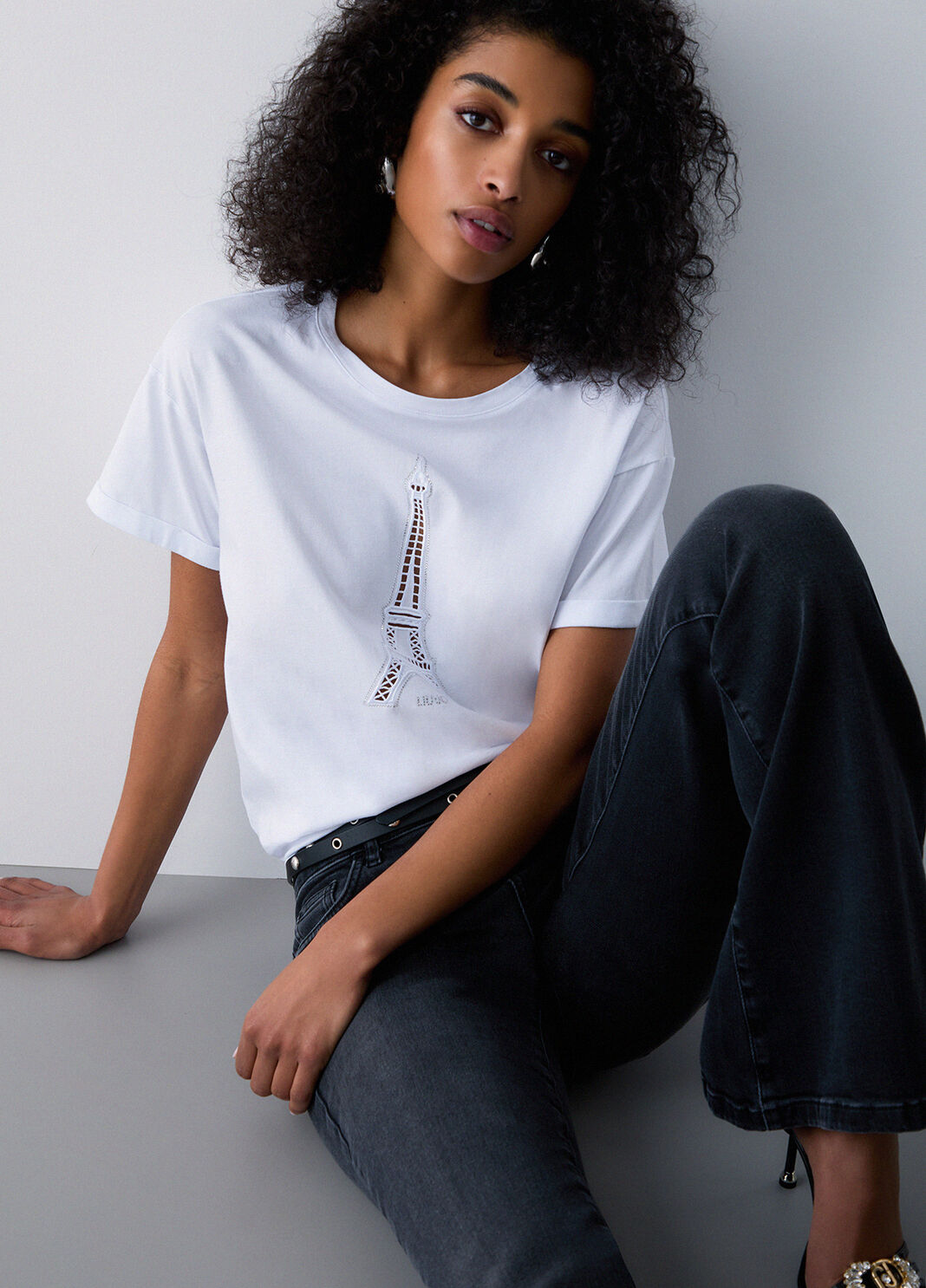 T-shirt with openwork embroidery Paris Liu Jo - large image number 3