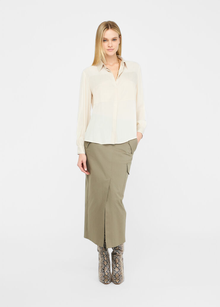 Hemdbluse aus Crêpe de Chine Hellbeige Liu Jo - large image number 5 Hemdbluse aus Crêpe de Chine Hellbeige Liu Jo - large image number 5