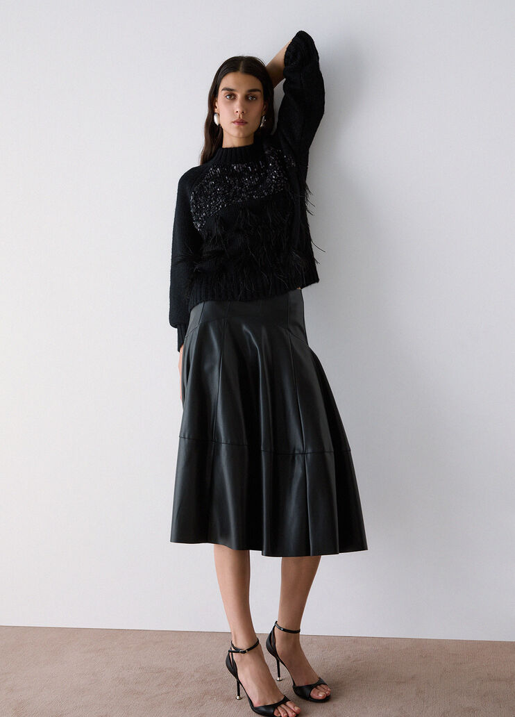 Midi skirt in coated fabric black Liu Jo - medium
