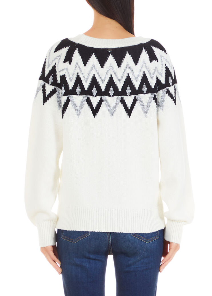 Jersey con intarsia y pedrería blanco/negro Liu Jo - large image number 1