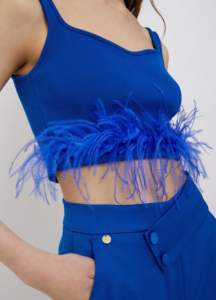 Top with feathers dark blue Liu Jo - large image number 2 Top with feathers dark blue Liu Jo - large image number 2