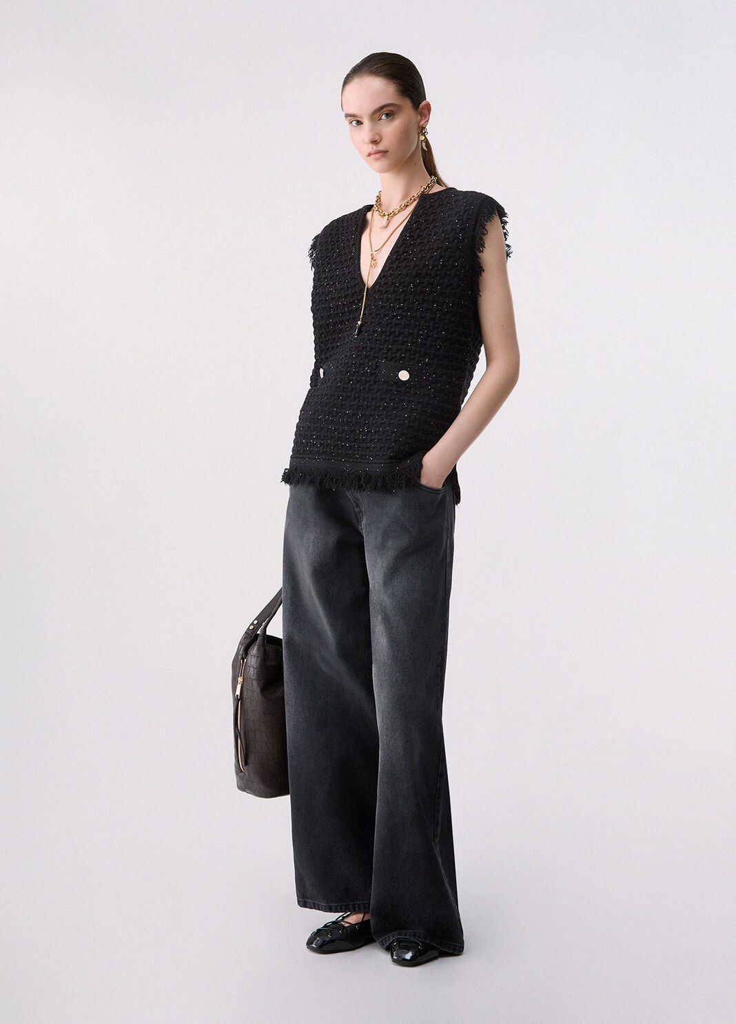Fringed Detail Waistcoat black Liu Jo - large image number 5