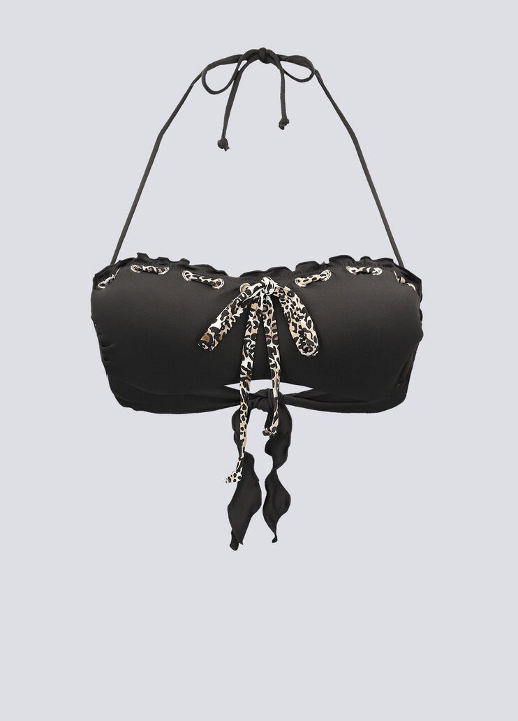 Bandeau bikini top with tie black/animal-print Liu Jo - large image number 4 Bandeau bikini top with tie black/animal-print Liu Jo - large image number 4