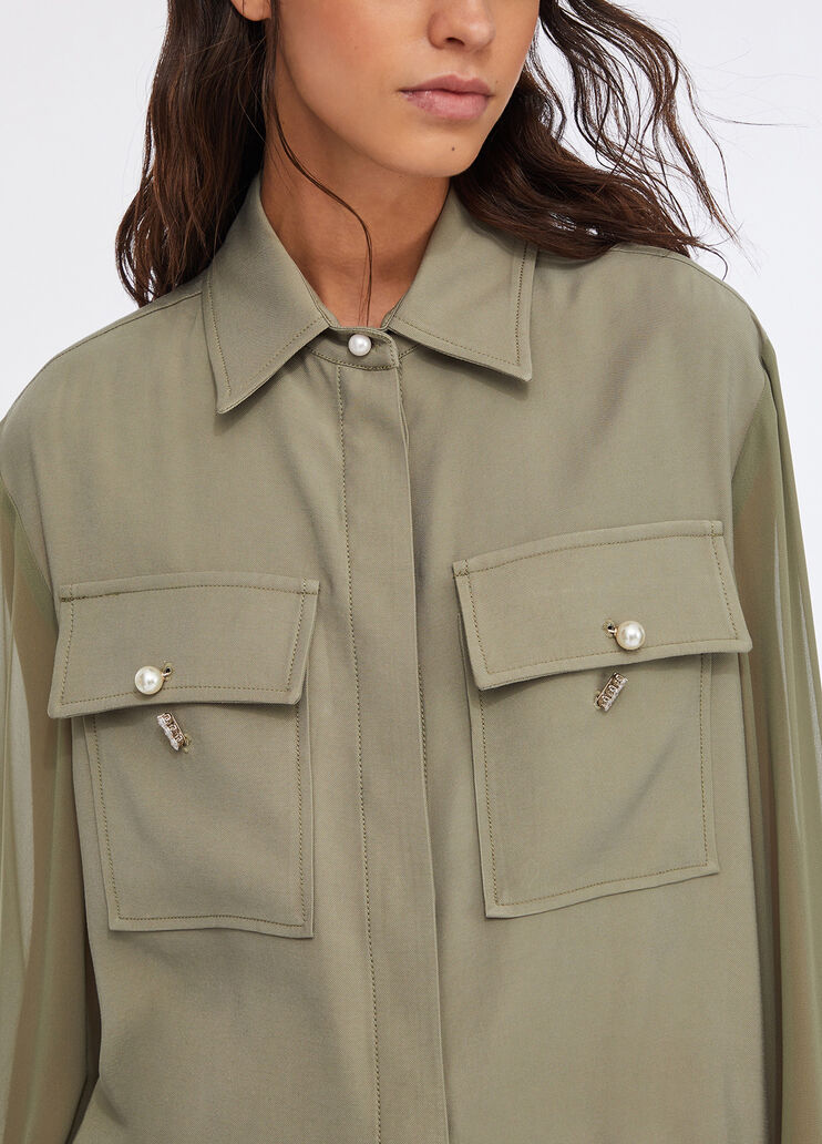 Chaqueta sobrecamisa de gabardina espárrago Liu Jo - large image number 4