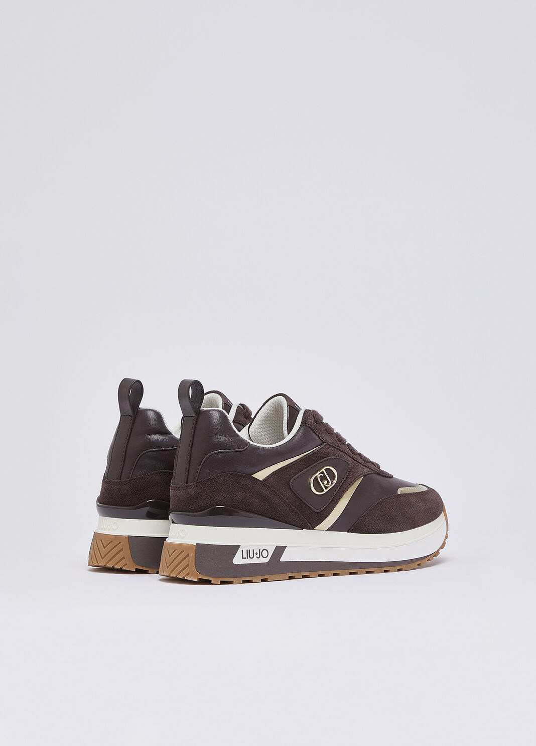 Platform sneakers in suede and leather mocha Liu Jo - large image number 2