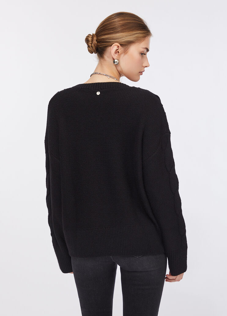 Cable knit wool sweater black Liu Jo - large image number 1