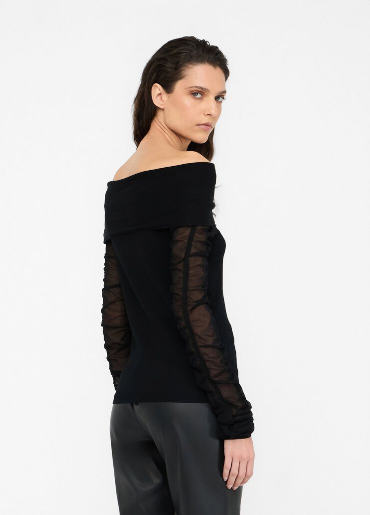 Jumper with Bardot neckline black Liu Jo - large image number 1 Jumper with Bardot neckline black Liu Jo - large image number 1