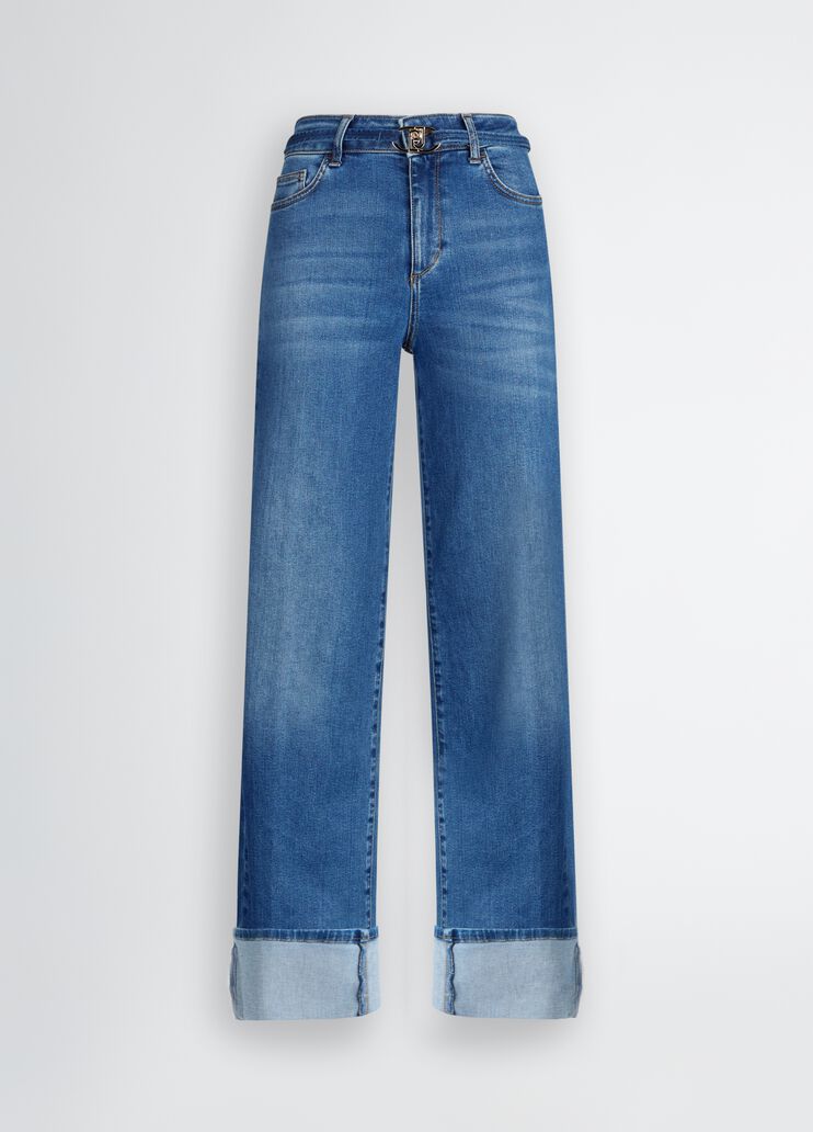 Cropped jeans with turn-ups blue denim Liu Jo - large image number 6 Cropped jeans with turn-ups blue denim Liu Jo - large image number 6