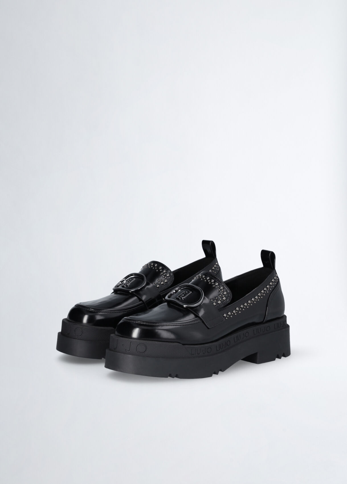 Platform loafers with studs colour black | Liu Jo
