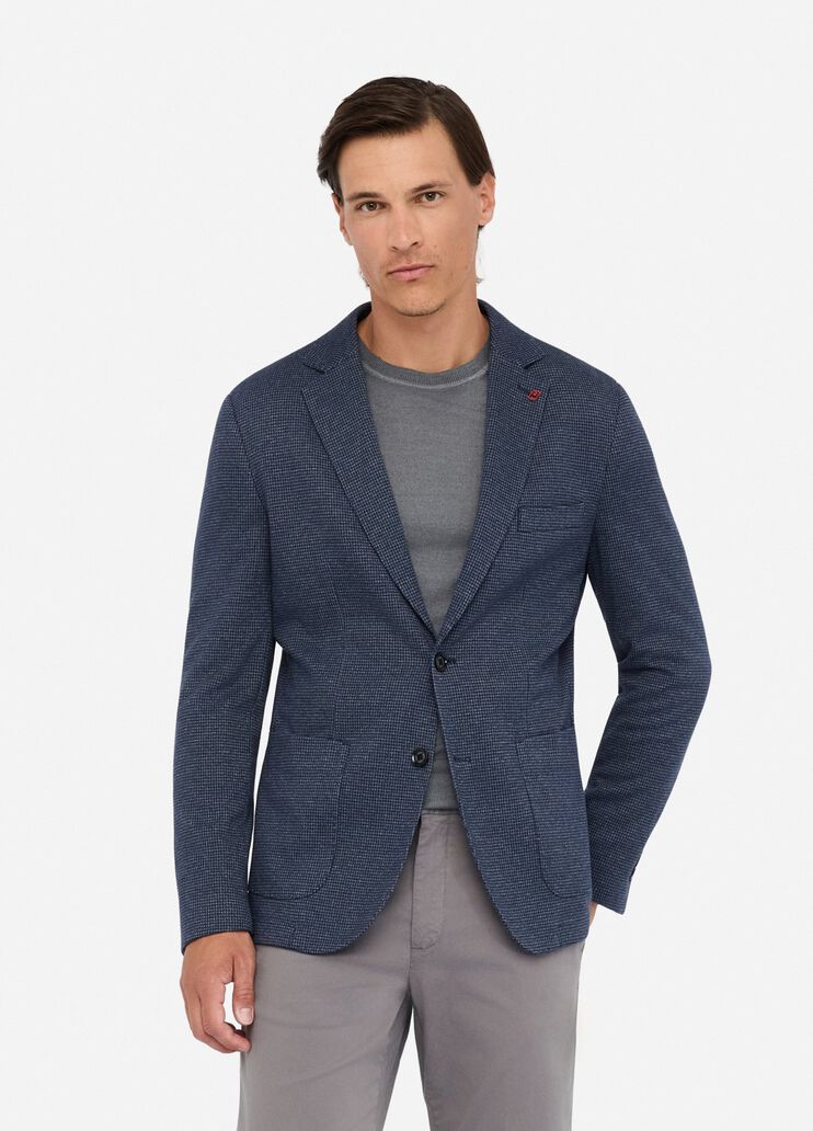 Blazer mit Hahnentrittmuster aus Baumwolle Dunkelblau Liu Jo - medium Blazer mit Hahnentrittmuster aus Baumwolle Dunkelblau Liu Jo - medium