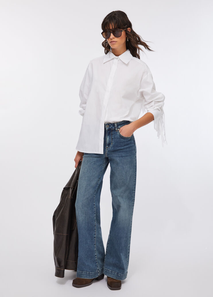 Hemdbluse aus Popeline mit Fransen Weiß Liu Jo - large image number 5