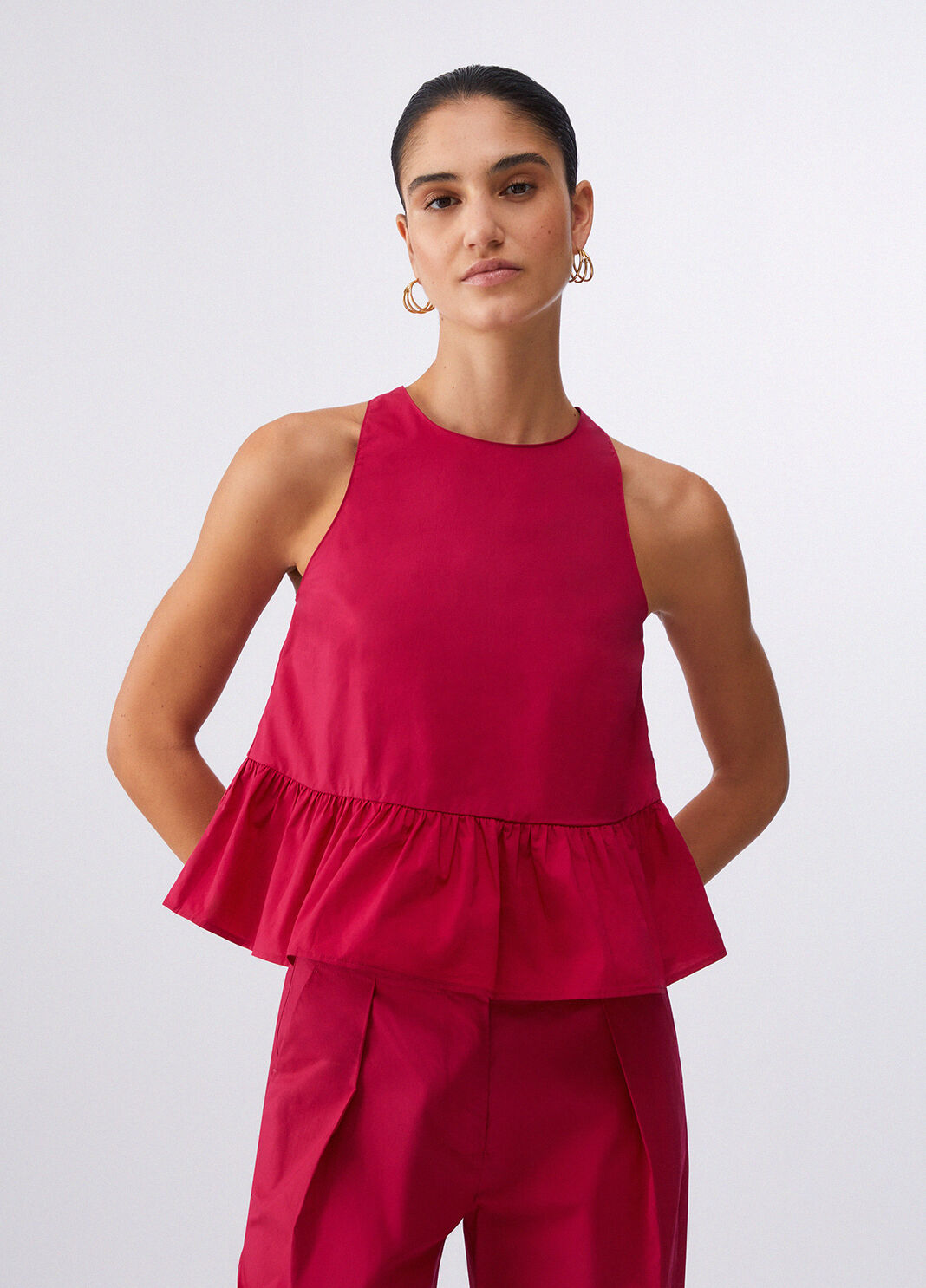 Poplin top with bow red Liu Jo - large image number 0
