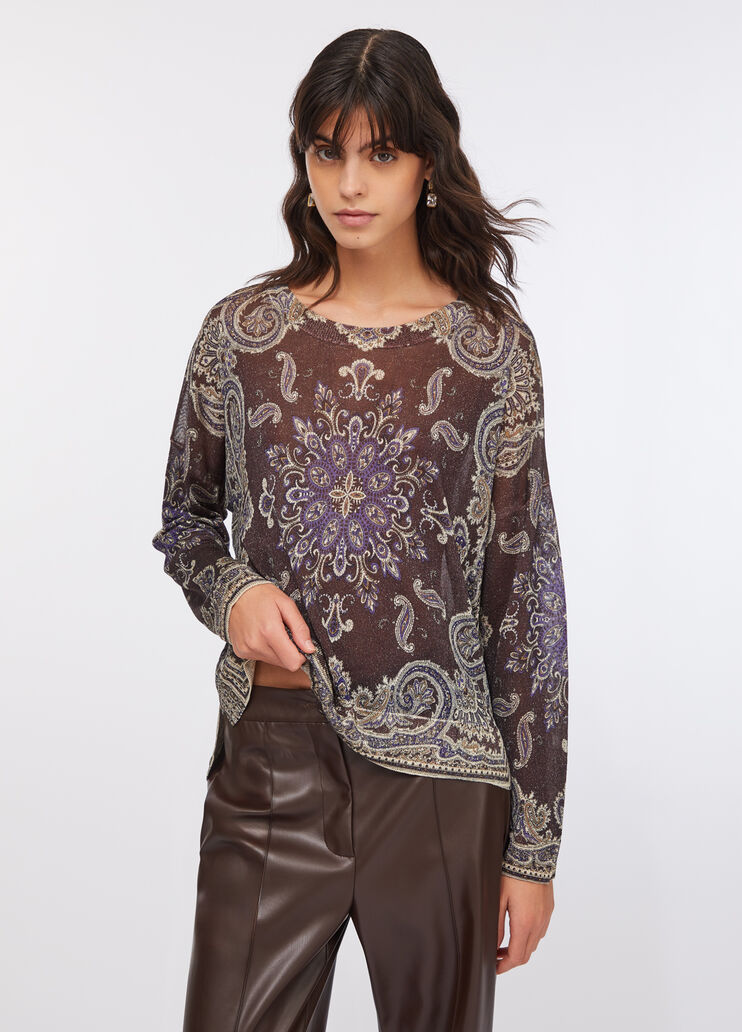 Lurex® jumper brown with print Liu Jo - medium