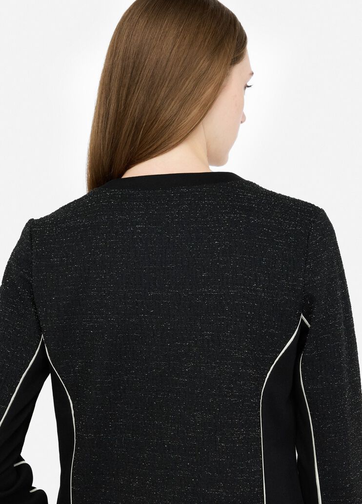 Fleece and bouclé jacket black Liu Jo - large image number 4 Fleece and bouclé jacket black Liu Jo - large image number 4