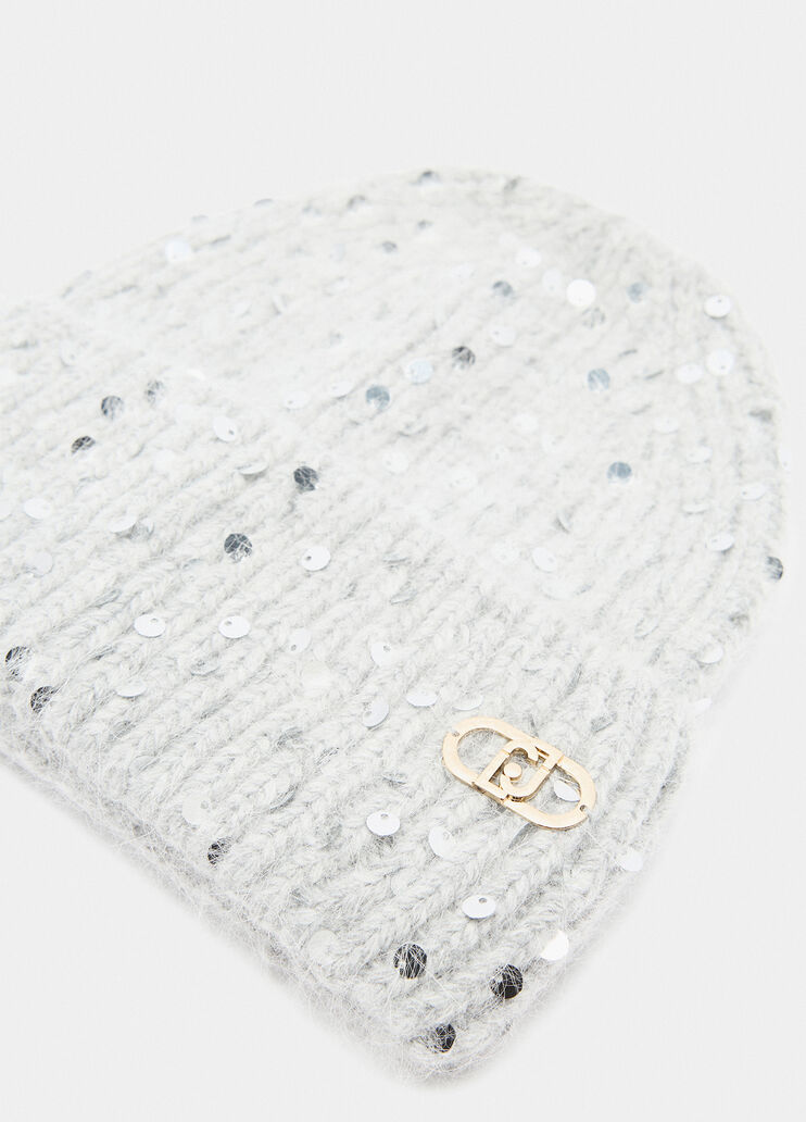 Angora hat with sequins ice grey Liu Jo - large image number 3
