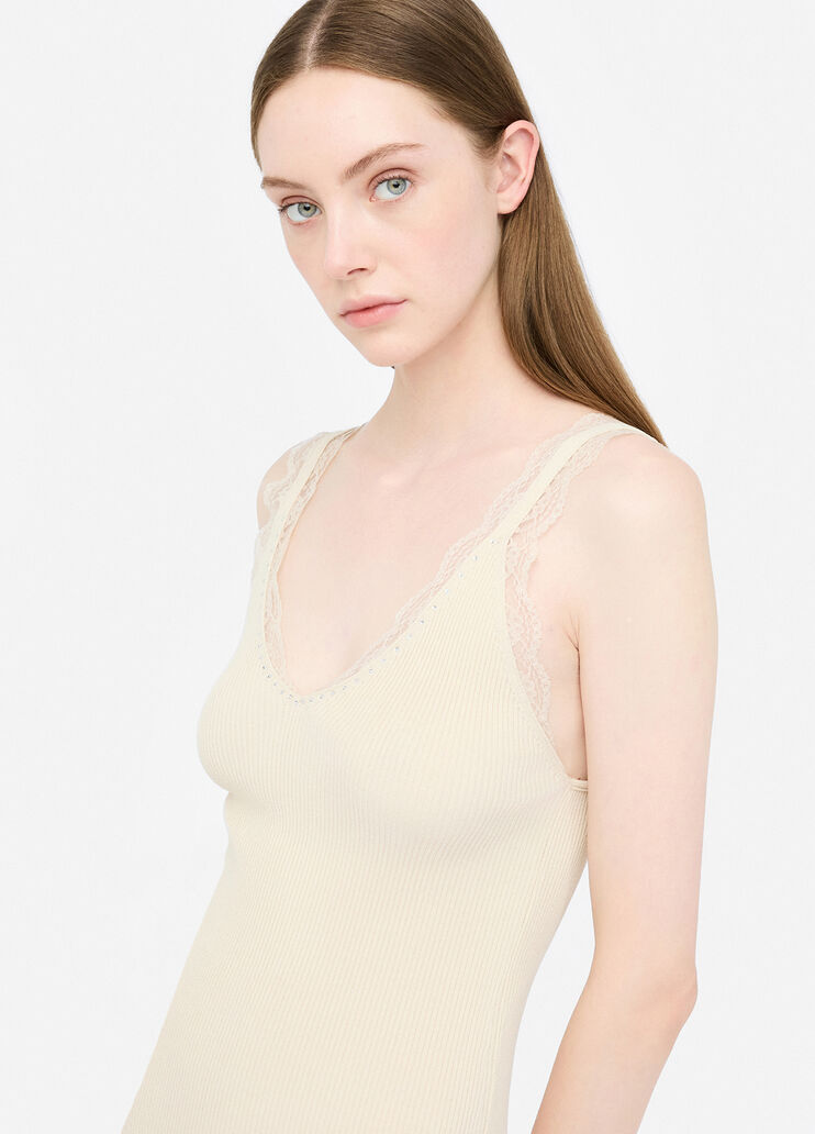 Короткое платье с кружевными деталями светло-бежевый Liu Jo - large image number 2