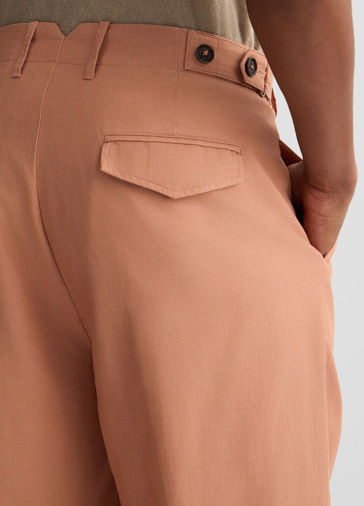 Linen-blend jacquard trousers peach Liu Jo - large image number 4 Linen-blend jacquard trousers peach Liu Jo - large image number 4