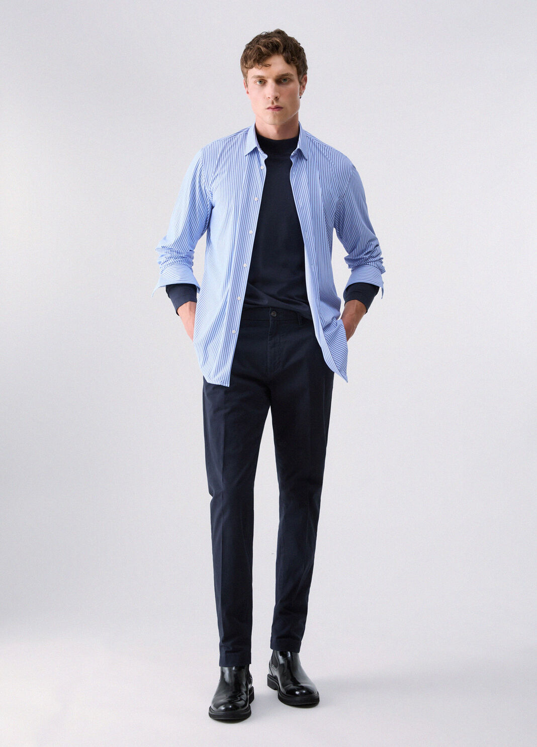 Camisa en jersey Lycra&reg; azul claro a rayas Liu Jo - large image number 5