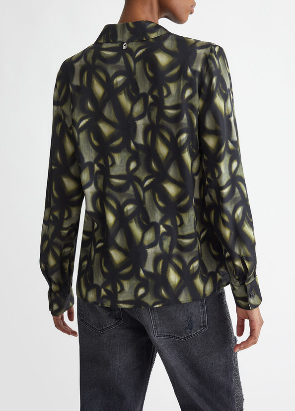 Chemise en satin imprimé vert Liu Jo - large image number 1