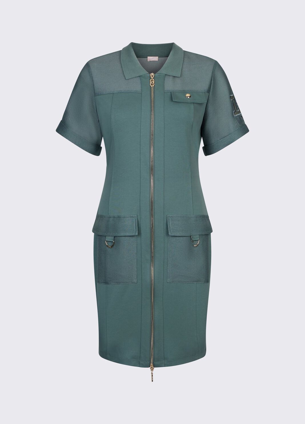 Robe courte avec zip vert militaire Liu Jo - large image number 6