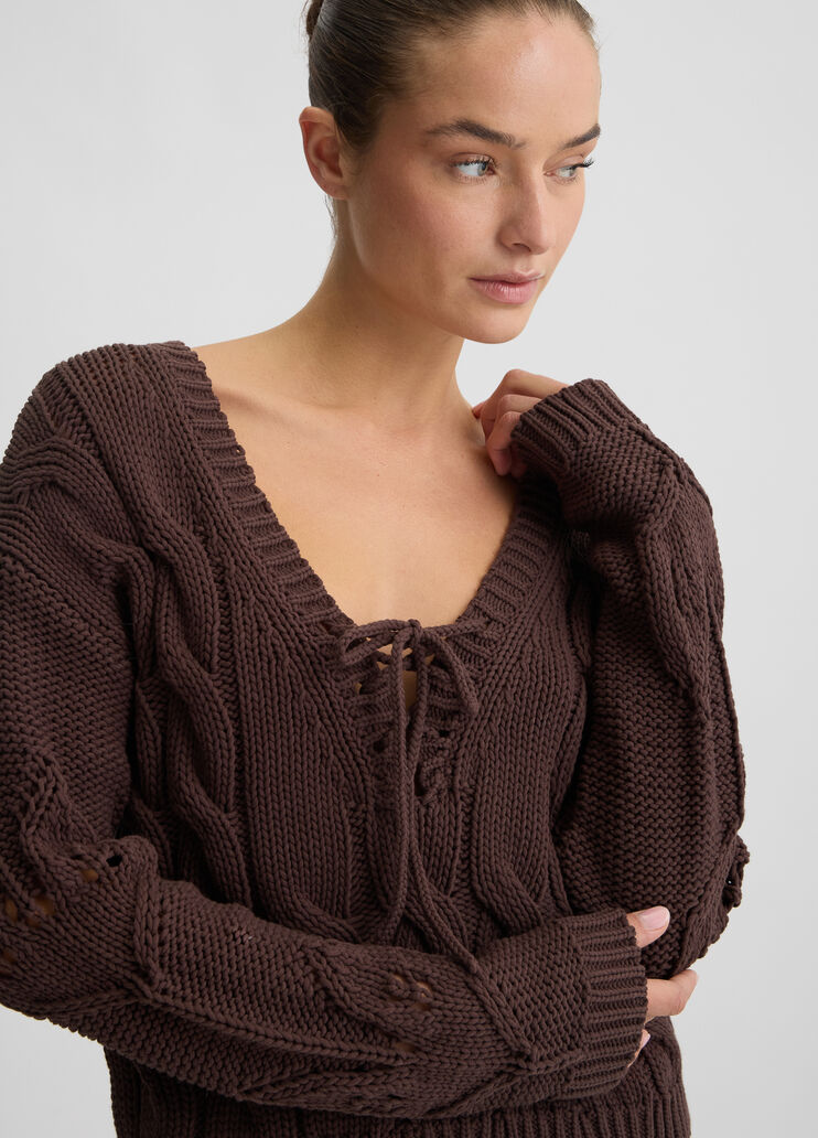 Cable-knit jumper brown Liu Jo - large image number 2 Cable-knit jumper brown Liu Jo - large image number 2